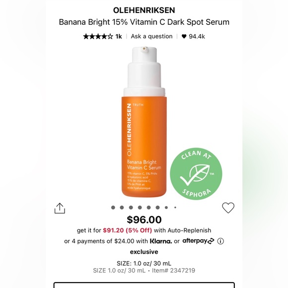 OLE HENRIKSEN Banana Bright 15%off Vitamin C Dark Spot Serum 7ml - Picture 2 of 2